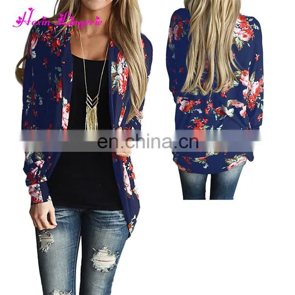 Hot Selling Boho Irregular Long Sleeve Wrap Floral Cardigan 2017 Women photo-2