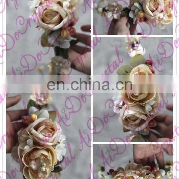 Aidocrystal Champagne Wedding Party Hair Clips for Hair Headpiece Bridal Flower Hair Accessories for Ladies photo-2