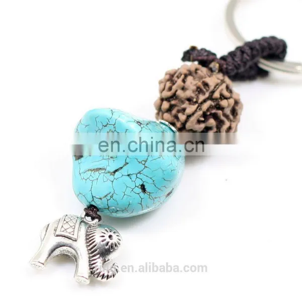 Good Luck Souvenir New Custom Elephant Turquoise Keychain photo-2