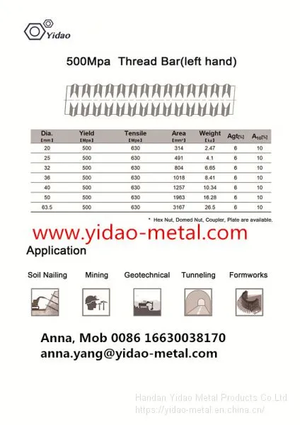 Thread Bar Used for Application Soil Nails, Rock Bolt, Ground Anchor, Mining and Tunneling photo-3