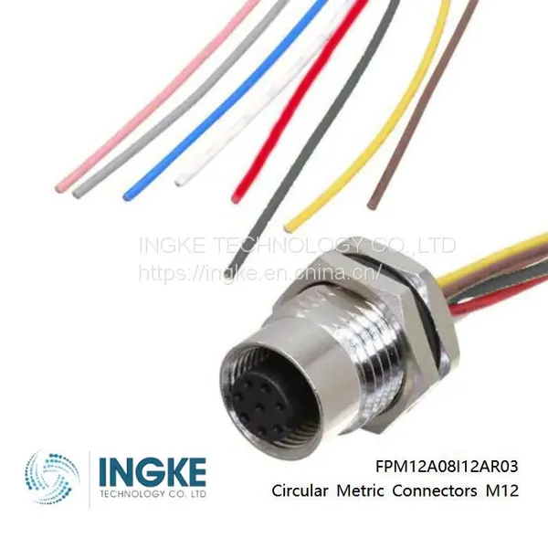 INGKE, FPM12A08I12AR03, Круглые метрические соединители M12, кабельный узел