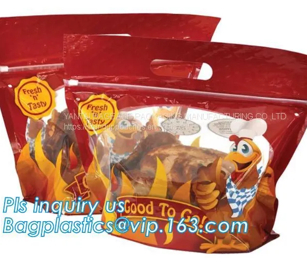 Barrier, Moisture Proof, Kraft Rotisserie Chicken Bags Hot Meal Packaging Deli Bag With Resealable Zipper Lock photo-3
