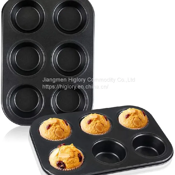 Carbon Steel Oven Bakeware Non Stick 6 Cup Round Cake Mould Cupcake Tin Muffin Mold Tray Baking Pan photo-5