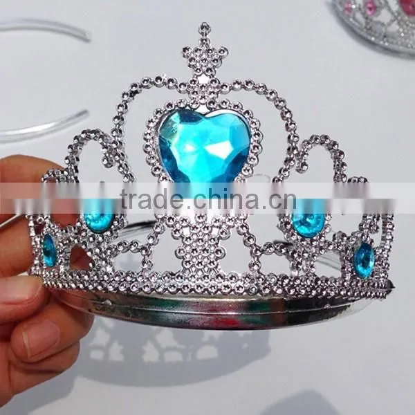 In Stock Factory Price Electroplating Plastic Tiara Princess Crowns for Kids for Sale