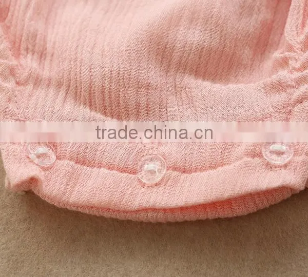 2016 Summer Baby Infant Children's Clothing Baby Girl Clothes Sling Pure Color Jmpsuit Ruffle Cotton Rompers photo-4