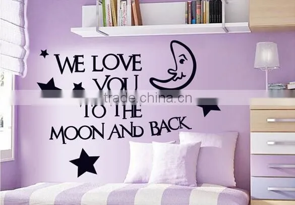 2016 We Love You To The Moon And Back Vinyl Wall Decal Sticker Decor Baby Boy Girl Nursery Bedroom Wholesale photo-3