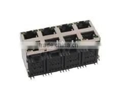 Shielded 2*N Ports RJ45 PCB JACK /Socket/Connector With LED photo-2