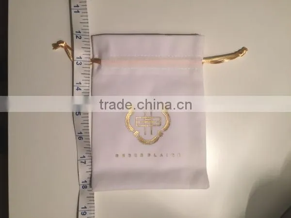 White Fabric Personalized Drawstring Bags for Kids/small Fabric Drawstring Bags With Gold Strings Quality Choice photo-2