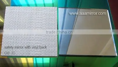 4mm Vinyl Backed Mirror Glass With CAT I PE Glossy Film or CAT II PVC Woven Fabric Film photo-4