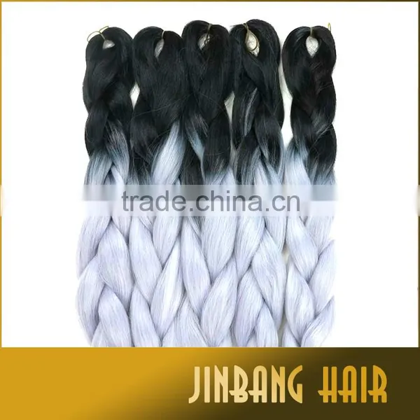 100g 24inch Black and Grey High Temperature Synthetic Fiber Hair Ombre Jumbo Braid photo-2