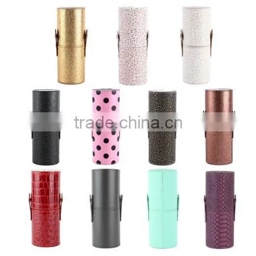 High Quality Brown Makeup Brush Case Bag Cosmetic Brushes Cup Holder Case photo-6