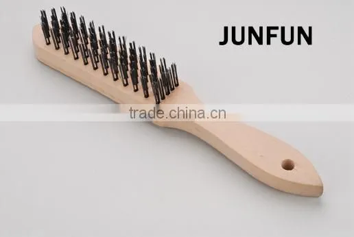 Different Rows Wooden Handle Black Steel Wire Brush photo-5