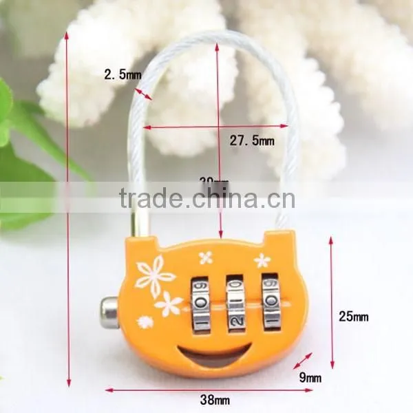 Hot Sale 3 Digit Resettable Luggage Lock, Combination Padlock, Cable Lock CH-011 photo-2