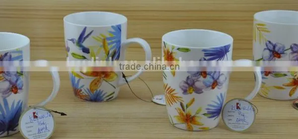 11OZ Tree Leaf Design Full Decal Print Coffee Cups, Shiny Surface New Bone China Mug, KL8009-337B photo-6