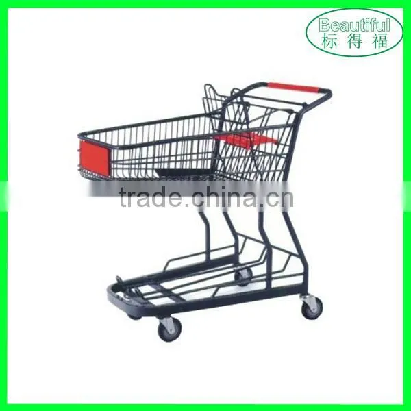 Hand Push Metal Shopping Cart/Trolley With Wheels