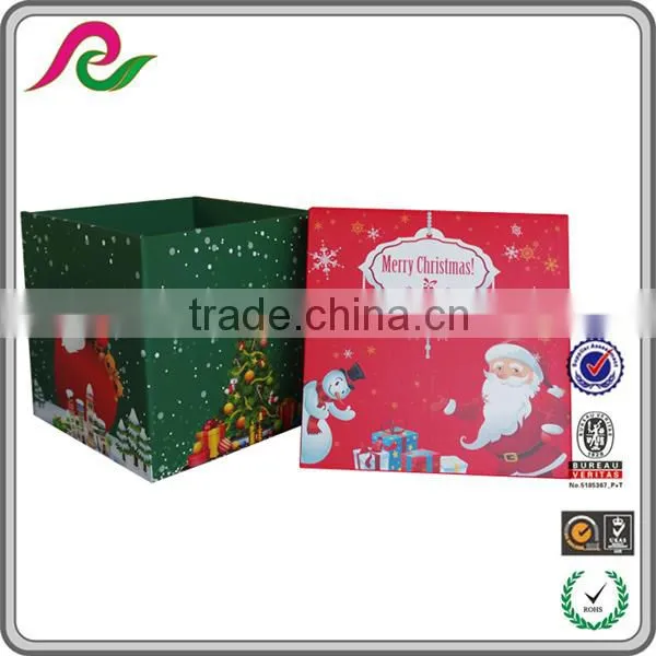 Folding Coated Paper Gift Box With Handle for Packing Christmas Gift photo-3