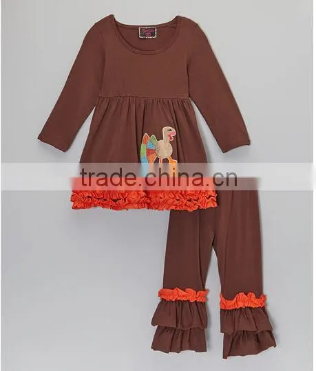 2015 Hot Sale Adorable Baby Clothes Thanksgiving Girls Outfit Fall Giggle Moon Remakes Children Boutique Clothing Sets Girl