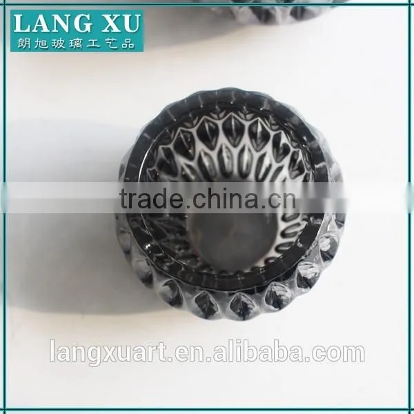 Different Size Crystal Glass Black Electroplate Tea Light Black Candle Holder photo-3