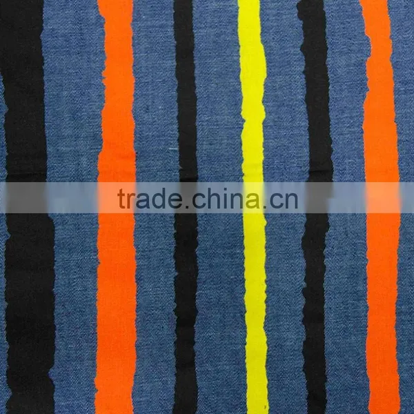 Cotton Washed Stripe Denim Fabric Stock Lot