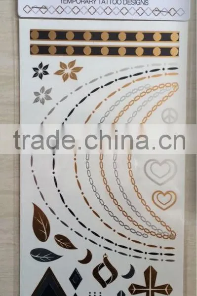 NEW Gold Silver Flash Tattoo With Stock Glitter Metallic Temporary Tattoo, 2014 New and High Quality Tattoo