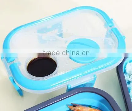Portable 2 Layer Silicone Collapsible Lunch Box With Handle Food Carrier Container photo-4
