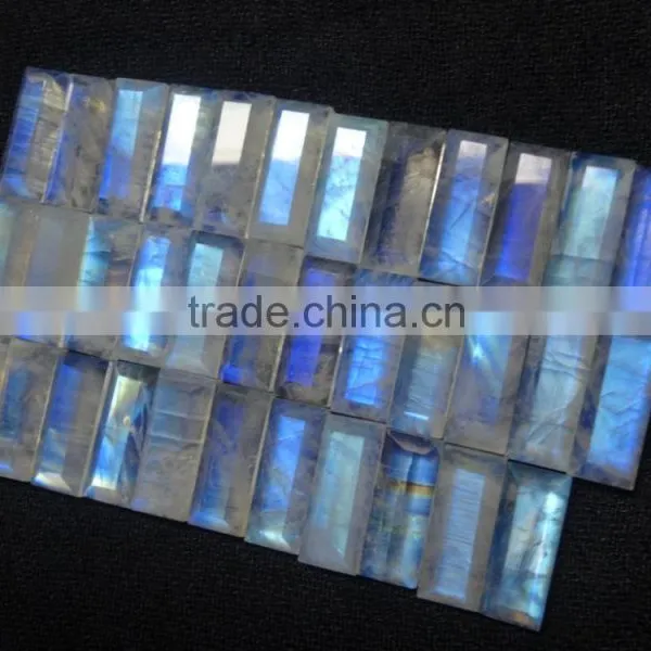 Best Quality Rainbow Moonstone Faceted Rectangular Shape 20x8mm Blue Flashy Moonstone photo-2