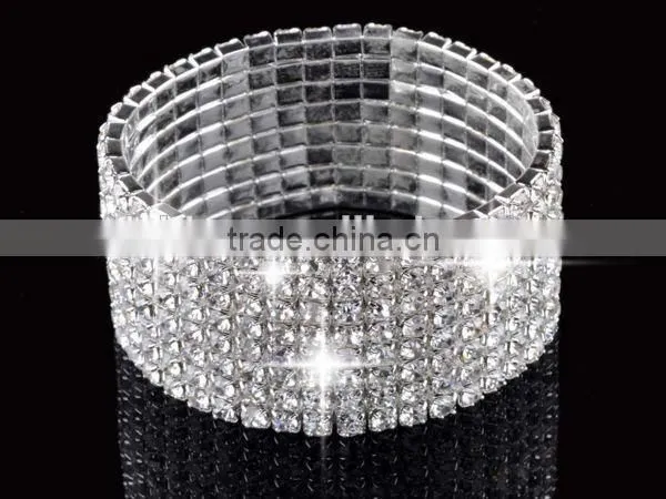 Hot Fashion 4/5/8 Rows Crystal Rhinestone Wedding Bridal Bracelet Bangle photo-4