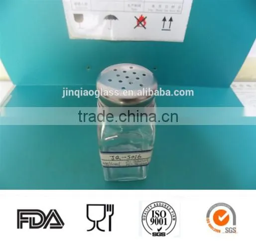 Square-shaped Clear Glass Salt Shaker, Spice Jar photo-3