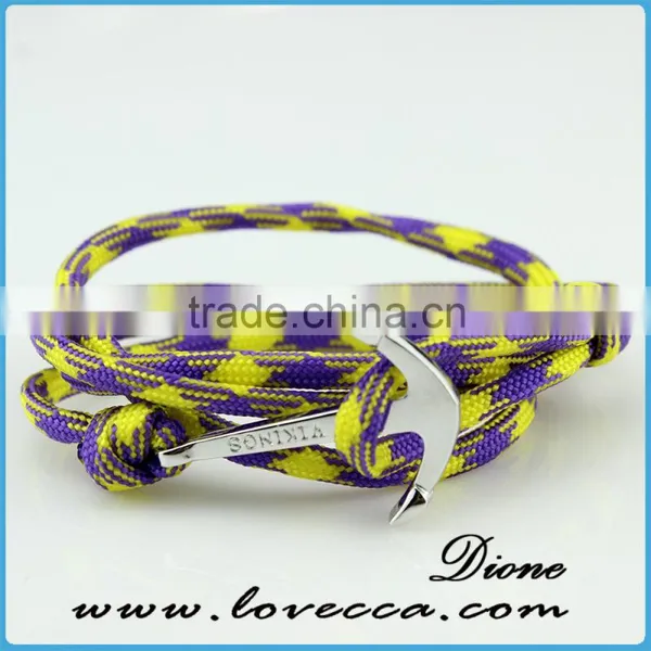 Bright Silver Anchor Hook Bracelet With Color Nylon Rope Bracelet photo-5
