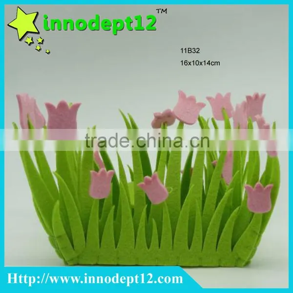 2016 New Design Home Decoration Storage Items, Needle Felt Flower Bag Spring Decor