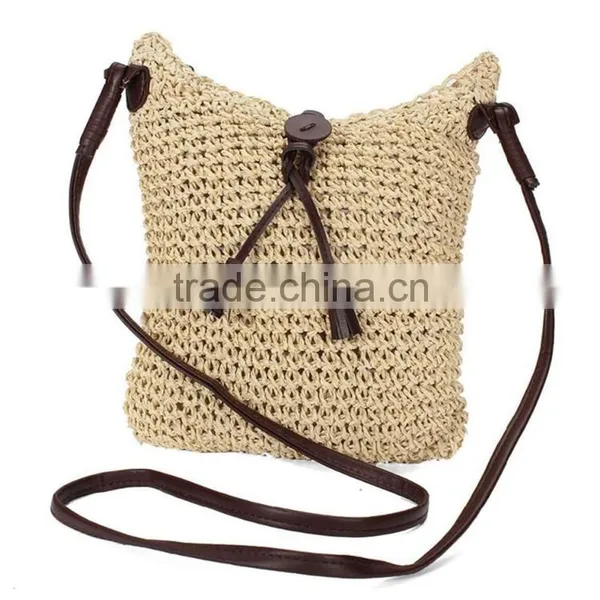 Small Woven Shoulder Bags Straw Summer Women Weave Burlap Jute Pouches Beach Travel Handbag photo-2