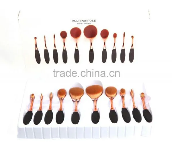2016 New Best Seller Tooth Brush Style 10PCS Makeup Brush Set/Oval BB Cream Foundation Brushes photo-2