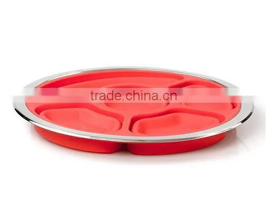 Silicone Collapsible Party Platter And Appetizer Server Tray With Lid photo-2