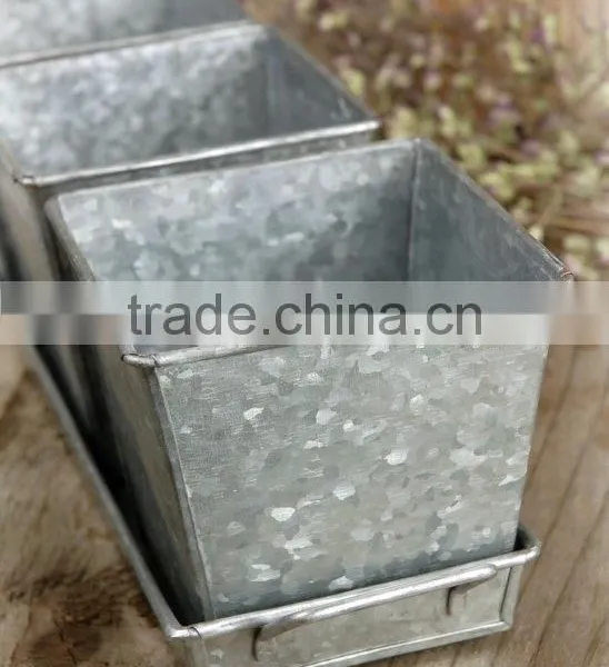 4 Piece Set Metal Garden Planters | Galvanized Tin Garden Planter photo-3