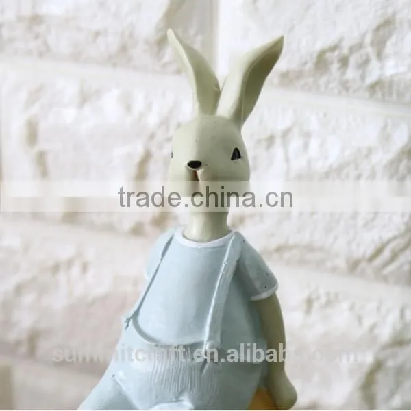 Resin Bunny Sitting on Egg Figurine Easter Decoration photo-4