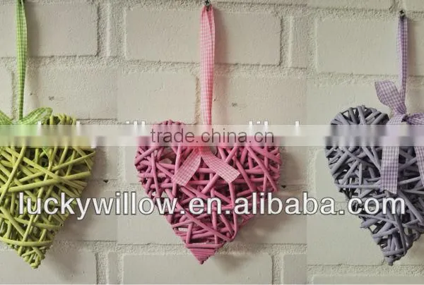 Hanging Wicker Heart for Wedding Party Decoration With Gingham Ribbon photo-5