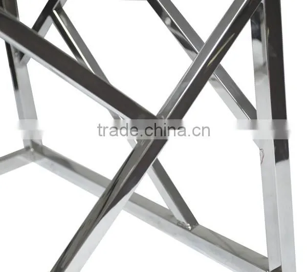 Modern Living Room Rose Gold Stainless Steel Clear Square Glass Coffee Table photo-6