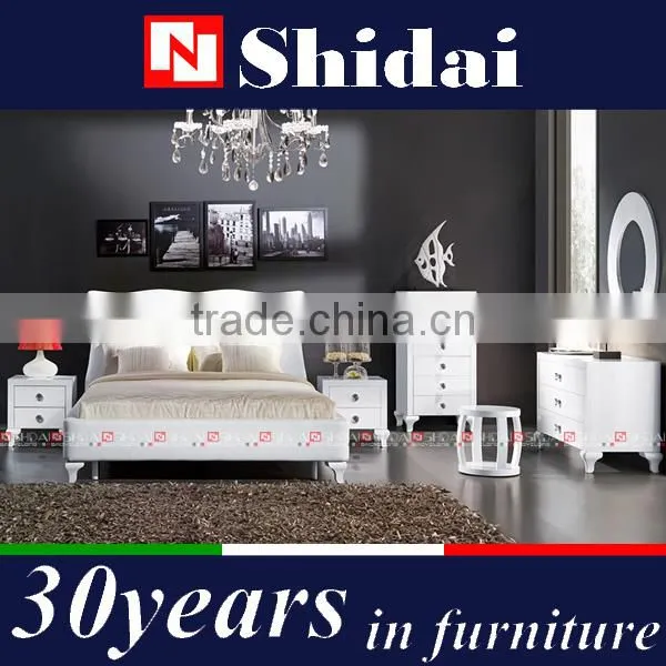 White Leather Bed / Double Bed Frame / Dubai Bed Furniture B904 photo-3