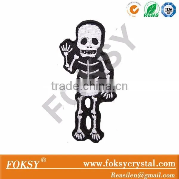 Skeleton Skull Bones Halloween Dancing Iron On Patch Embroidered photo-2