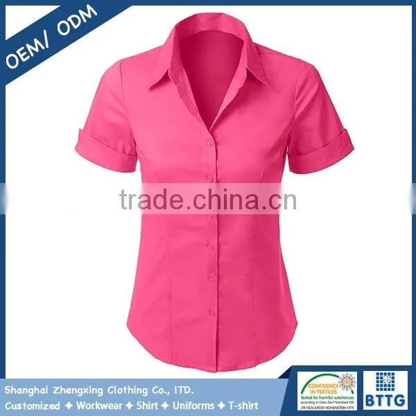 Womens Tailored Short Sleeve Button Down Shirt photo-3
