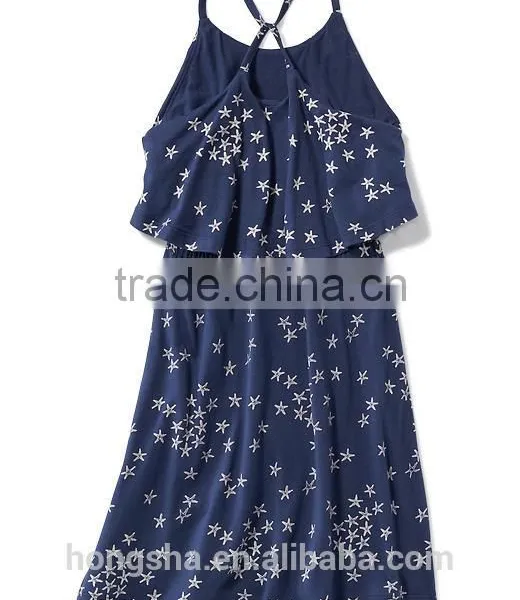 Cute Ruffle Top Spagetti Strap Child Girls Dress HSD8131 photo-2
