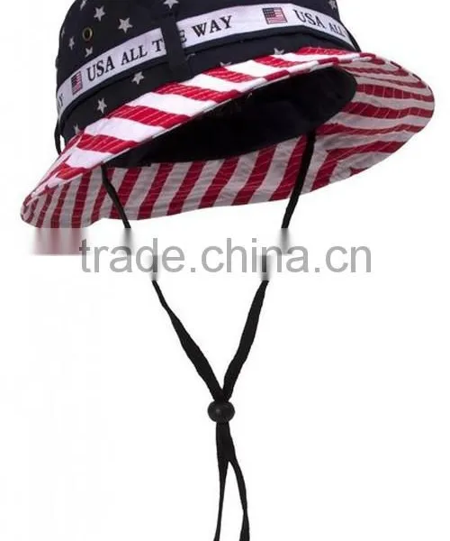 Custom Hot Sale American Flag Bucket Hat+String photo-4