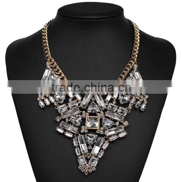 Fashion Crystal Geometric Gems Alloy Statement Necklaces Jewelry photo-3