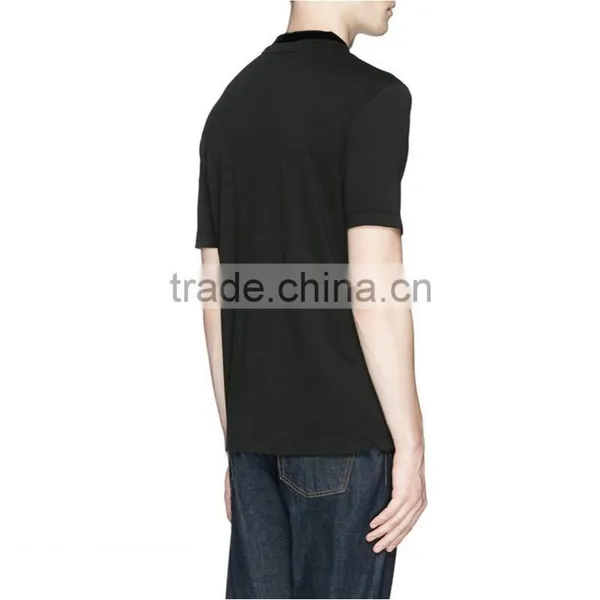 Slim Men Black Custom 100%cotton Man Polo T-shirt photo-3