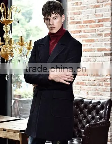 Slim Fit Pure Color Wool Men Coat Winter Coat photo-3