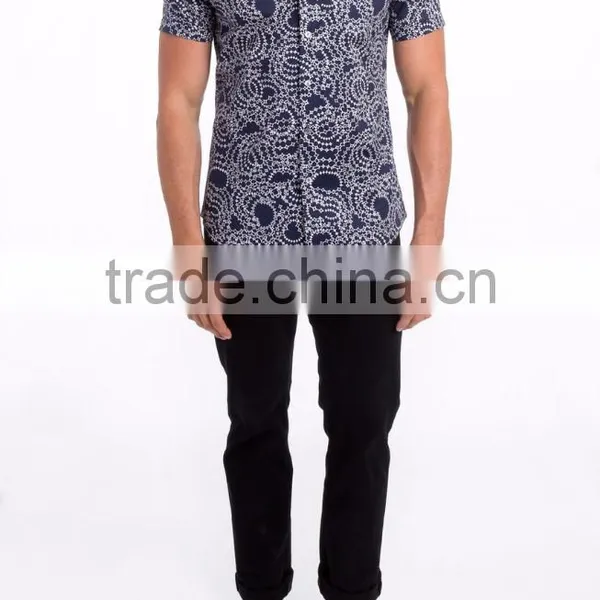 Ahead of Fashion Abstract-printing Men's Button up Collar Shirt Design With Labels photo-4