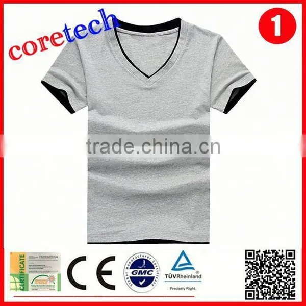 Plain Blank Mens Slim Fit V-neck T-shirt Factory photo-2