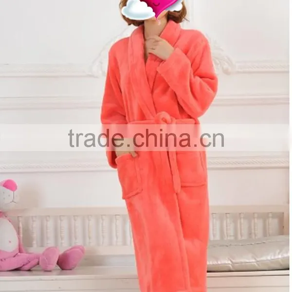 Orange Color Soft Personalized Flannel Fleece SPA Bathrobe for Girls/Ladies