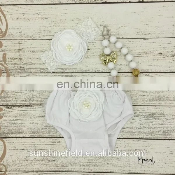 Baby Bloomers Matching Baby Headband and Chunky Necklace Baby Girl Diaper Covers photo-3