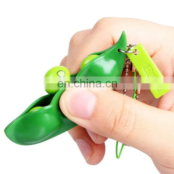 Fidget Toys Squeeze-a-Bean Edamame Keychain Keyring Extrusion Bean Pea Soybean Stress Relieving Chain Phone Pendants Fidget Bean photo-4